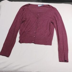 Survival women's burgundy long sleeved cropped cardigan size large